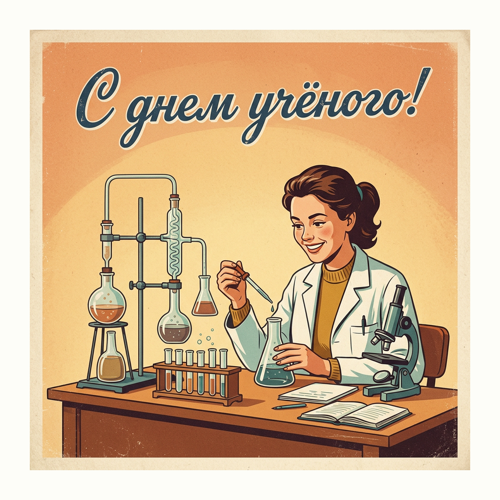 Открытки: День учёного — Ретро