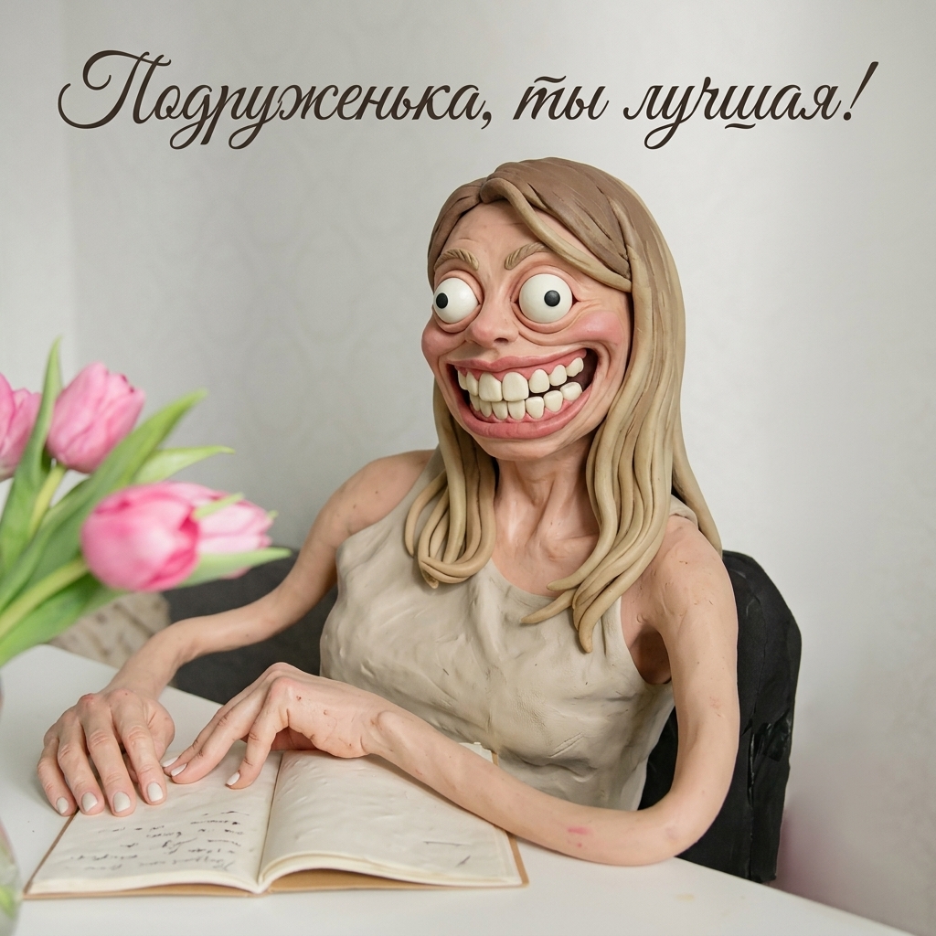 Открытка «Открытка "Пластилиновый абсурд"» — пример