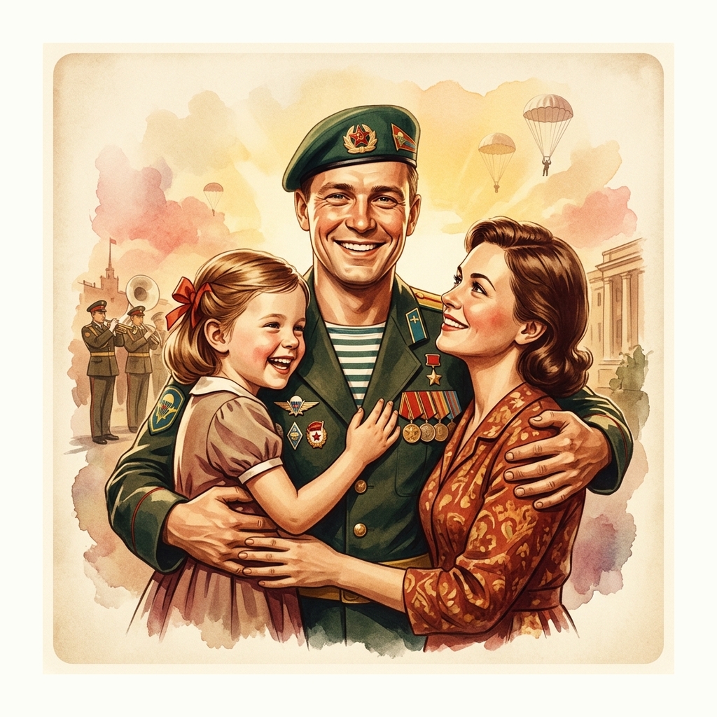 Открытки: День Воздушно-десантных войск — Ретро