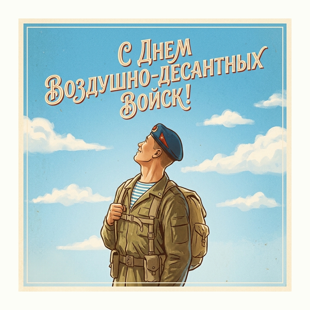Открытки: День Воздушно-десантных войск — Ретро