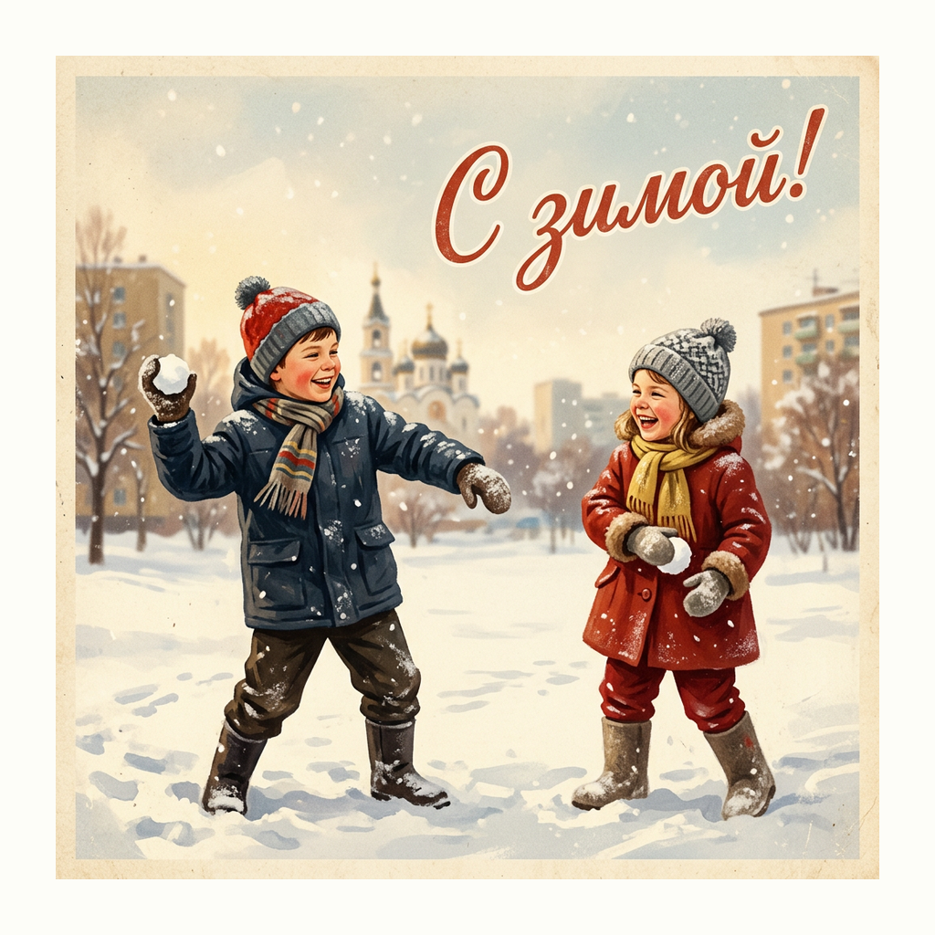 Зимние открытки — Ретро