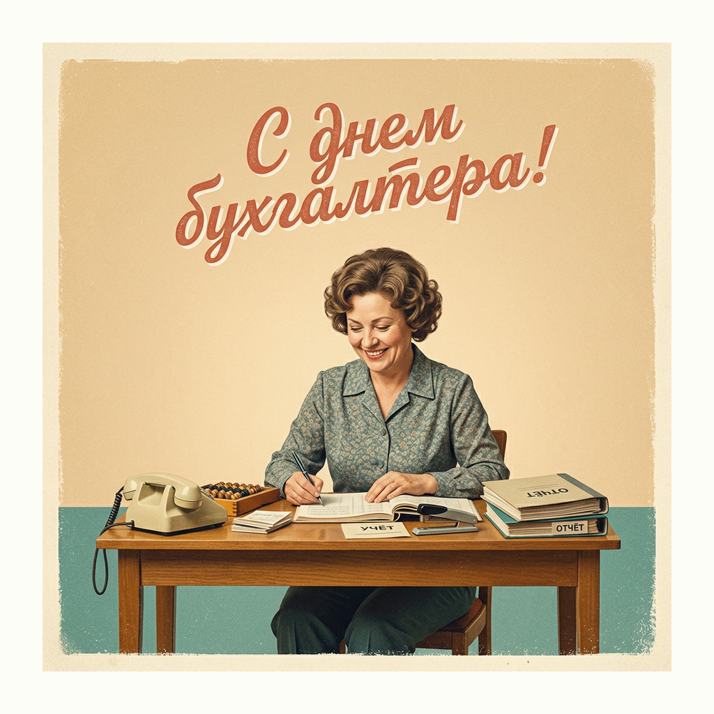 Открытки: День бухгалтера — Ретро