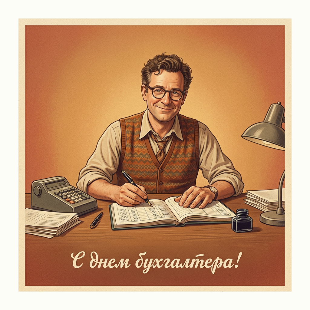 Открытки: День бухгалтера — Ретро