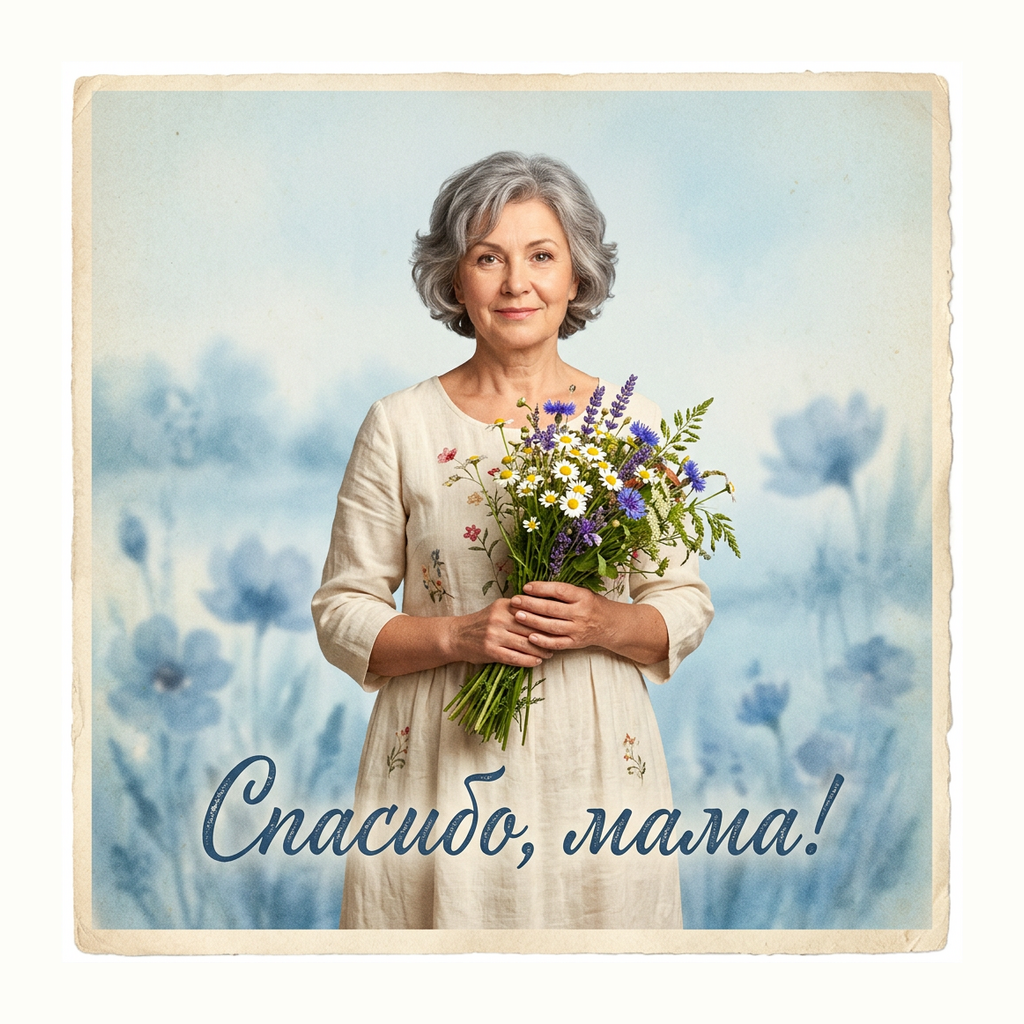 Открытки: Спасибо, мама — Ретро