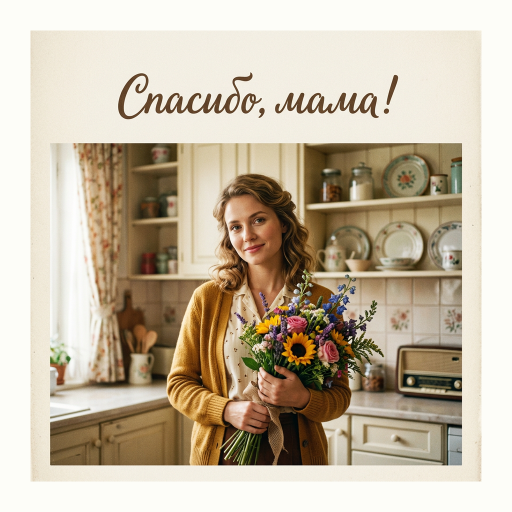 Открытки: Спасибо, мама — Ретро