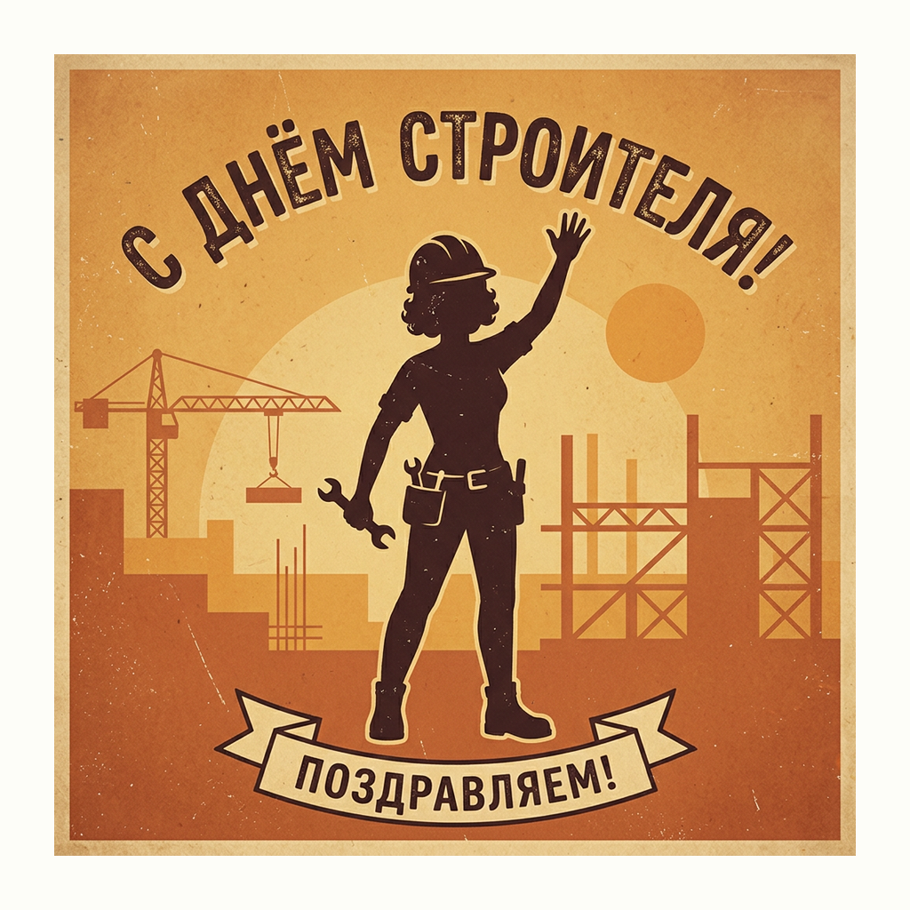 Открытки: День строителя — Ретро