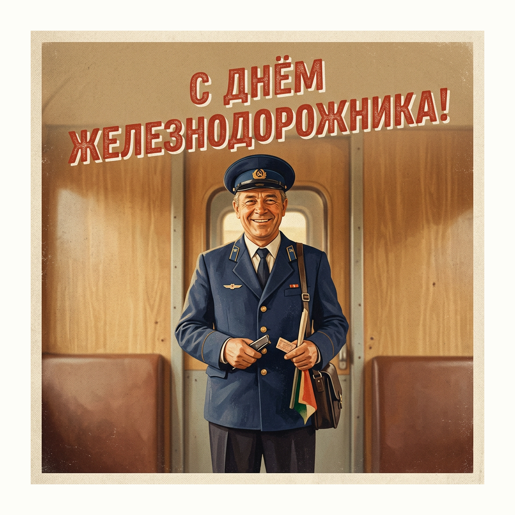 Открытки: День железнодорожника — Ретро