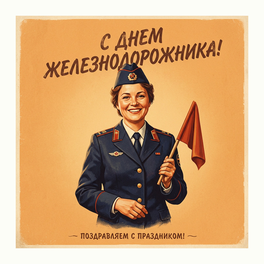 Открытки: День железнодорожника — Ретро