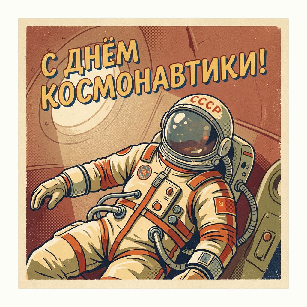 Открытки: День космонавтики — Ретро