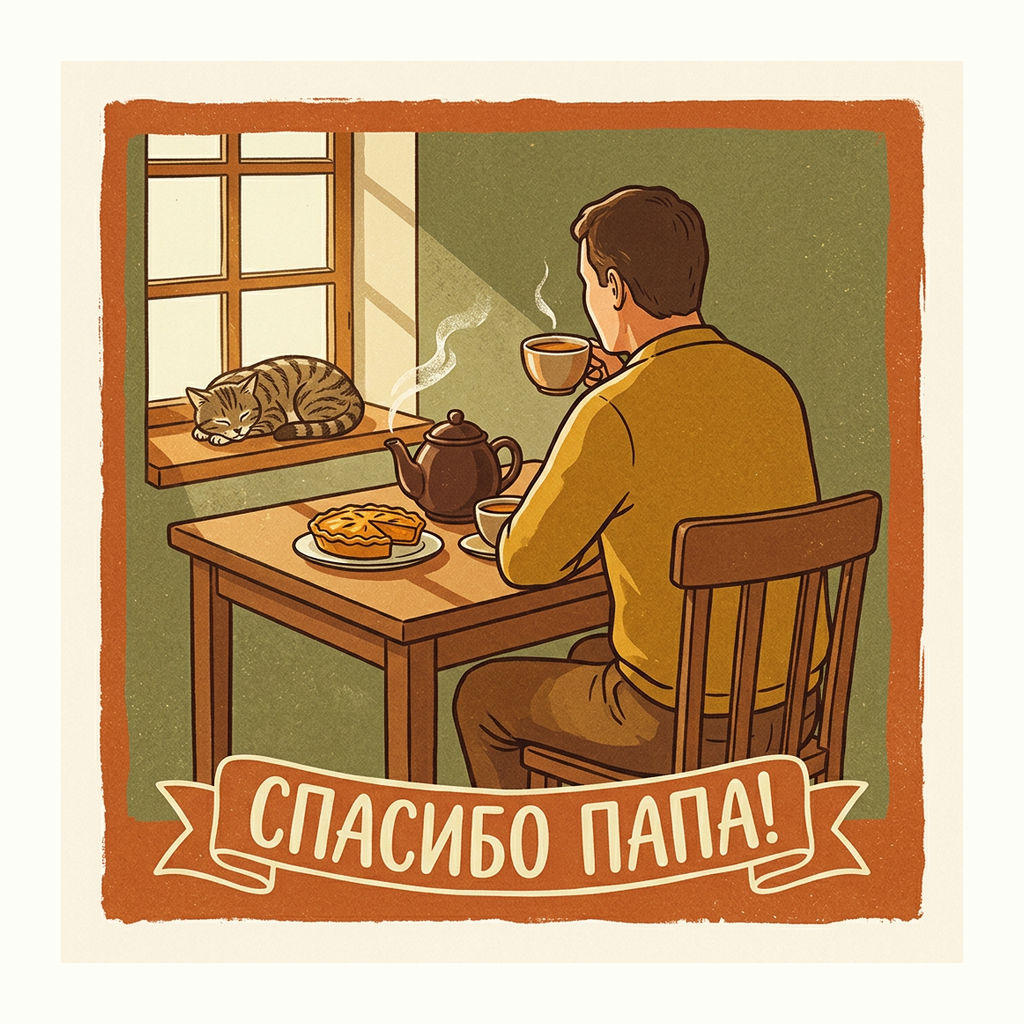 Открытки: Спасибо, папа — Ретро