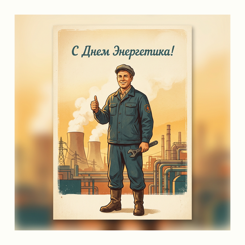 Открытки: День энергетика — Ретро