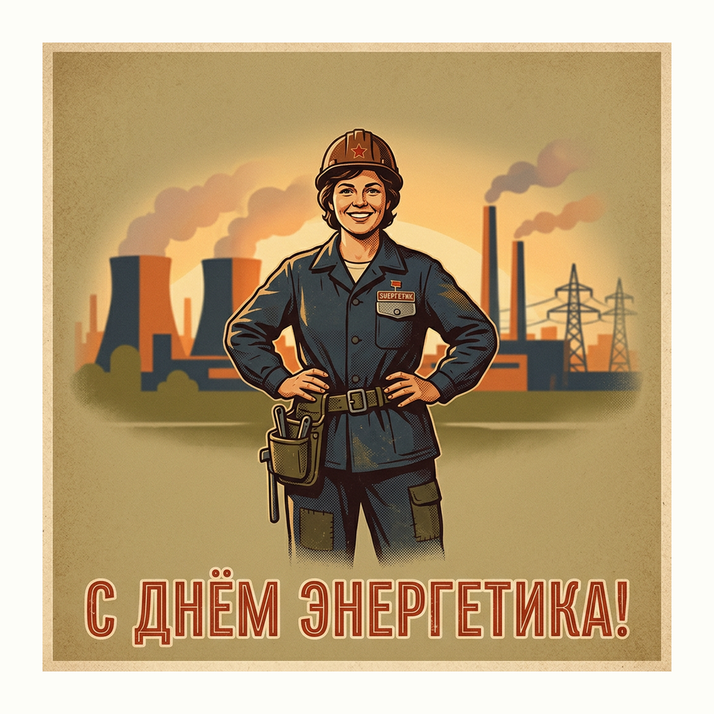 Открытки: День энергетика — Ретро