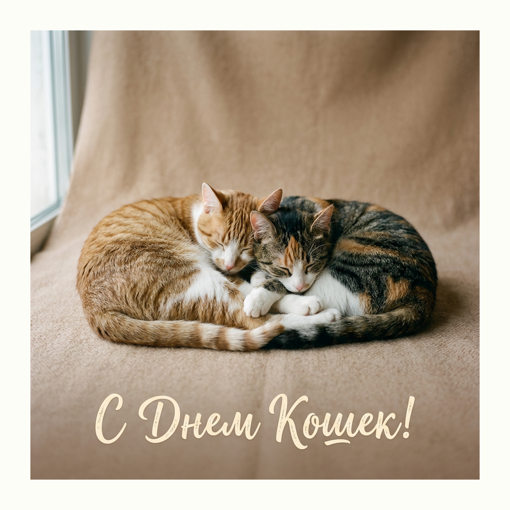 Открытки: День кошек — Фотореализм
