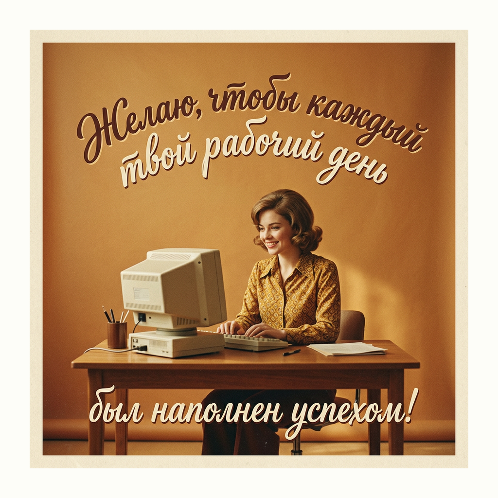 Открытки: Поздравление коллеге — Ретро