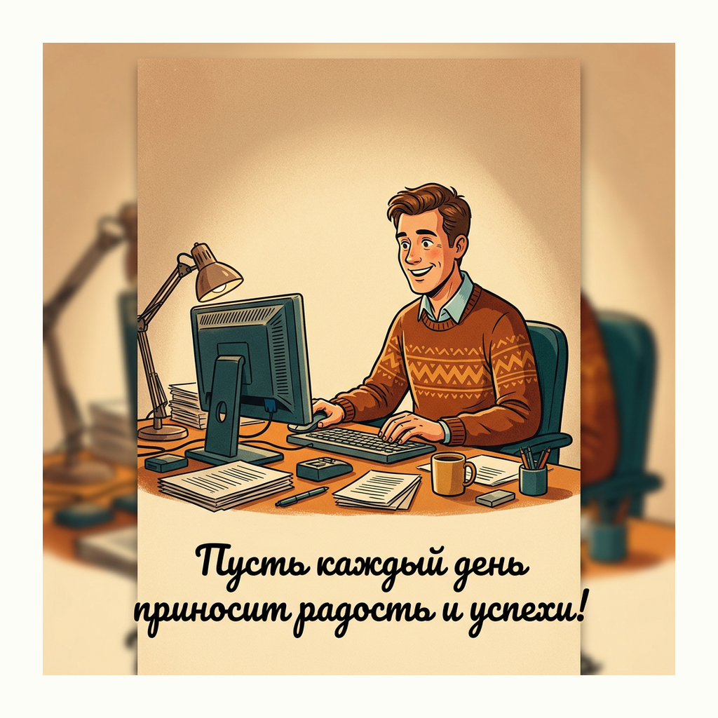 Открытки: Поздравление коллеге — Ретро