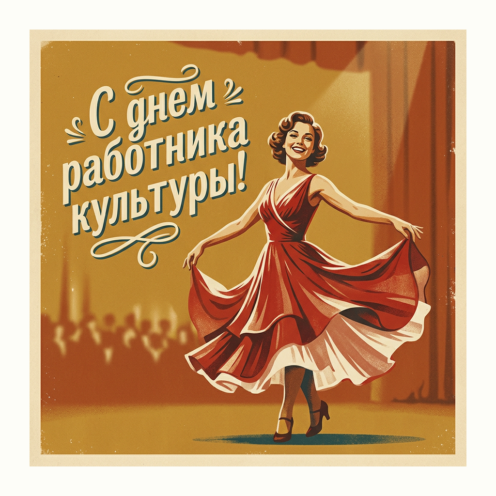 Открытки: День работника культуры — Ретро