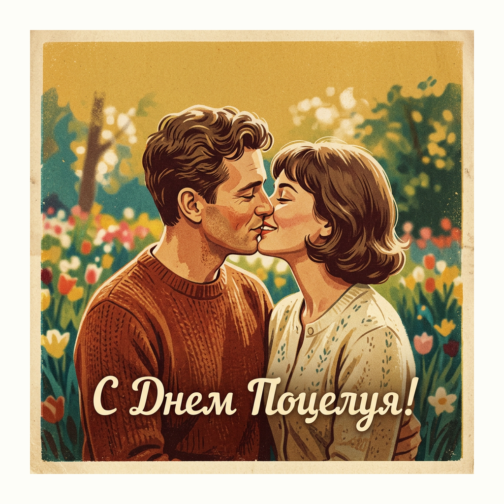 Открытки: День поцелуя — Ретро