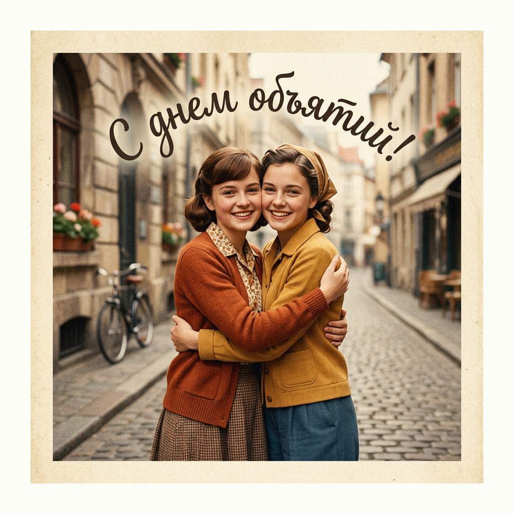 Открытки: День объятий — Ретро