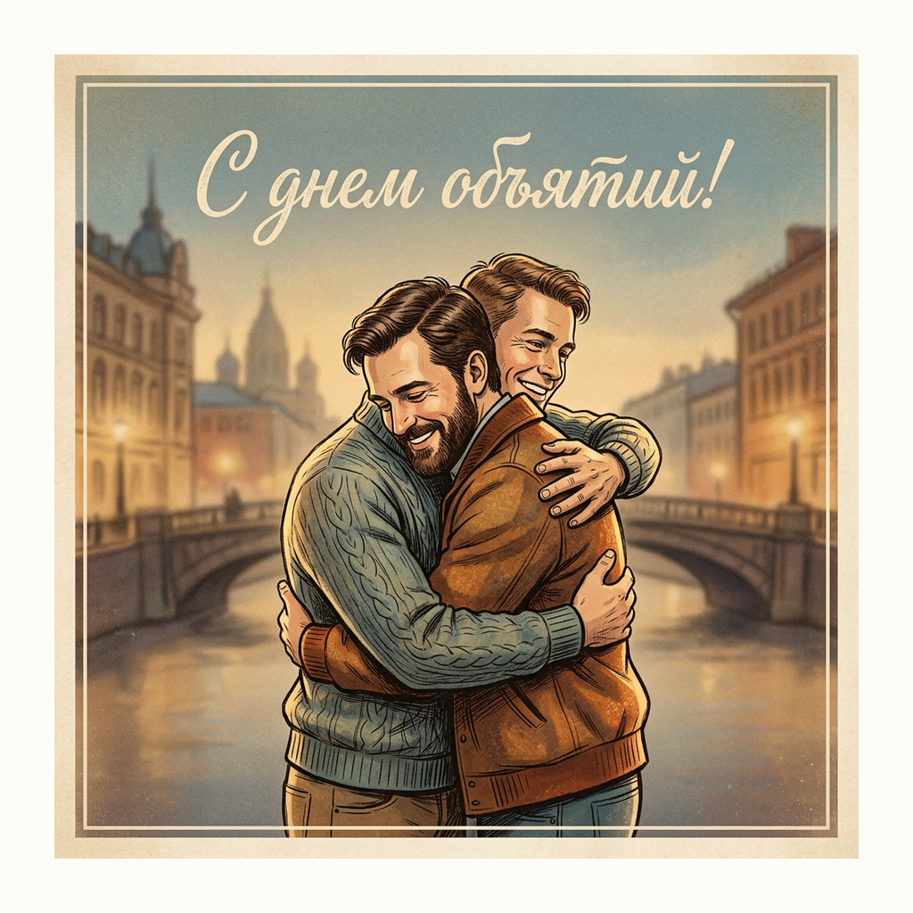 Открытки: День объятий — Ретро