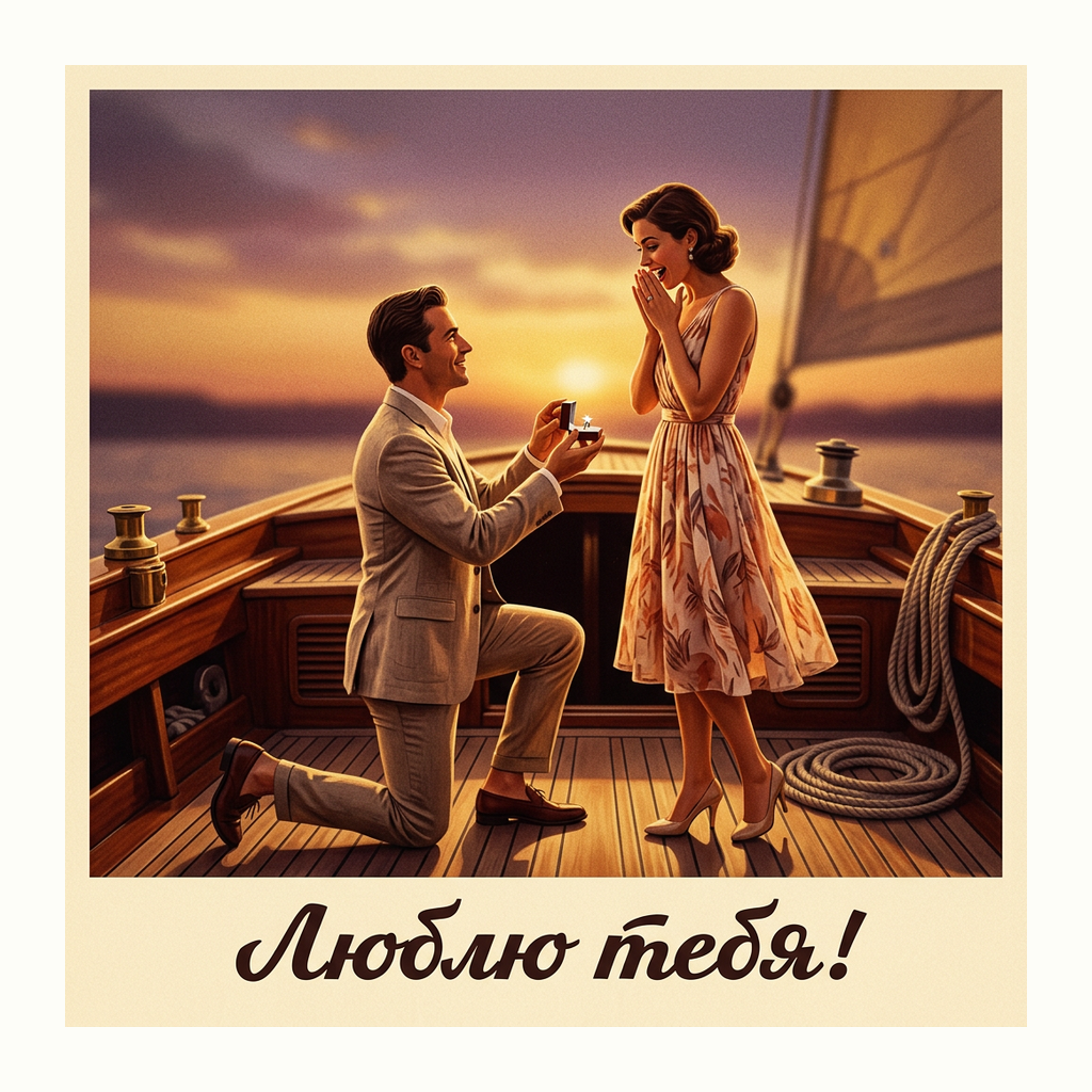 Открытки: Предложение руки и сердца — Ретро