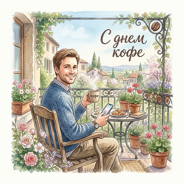 День кофе — Акварель