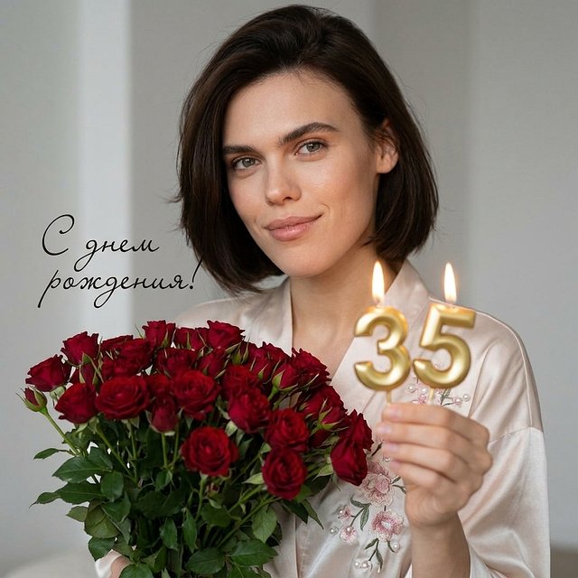 Открытка «Открытка с цветами на День рождение» — пример